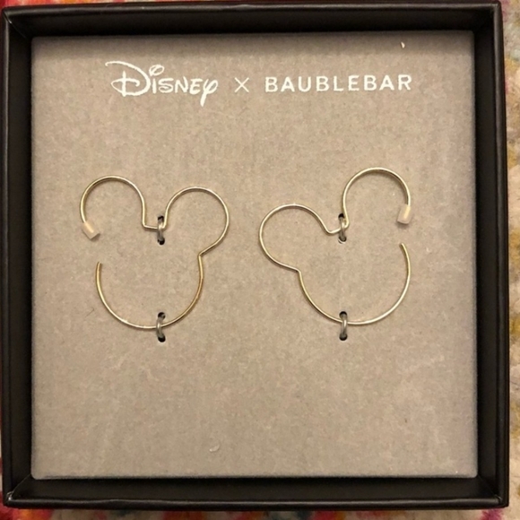 Disney x Baublebar Mickey earrings Goldtone New in Box - Picture 2 of 4